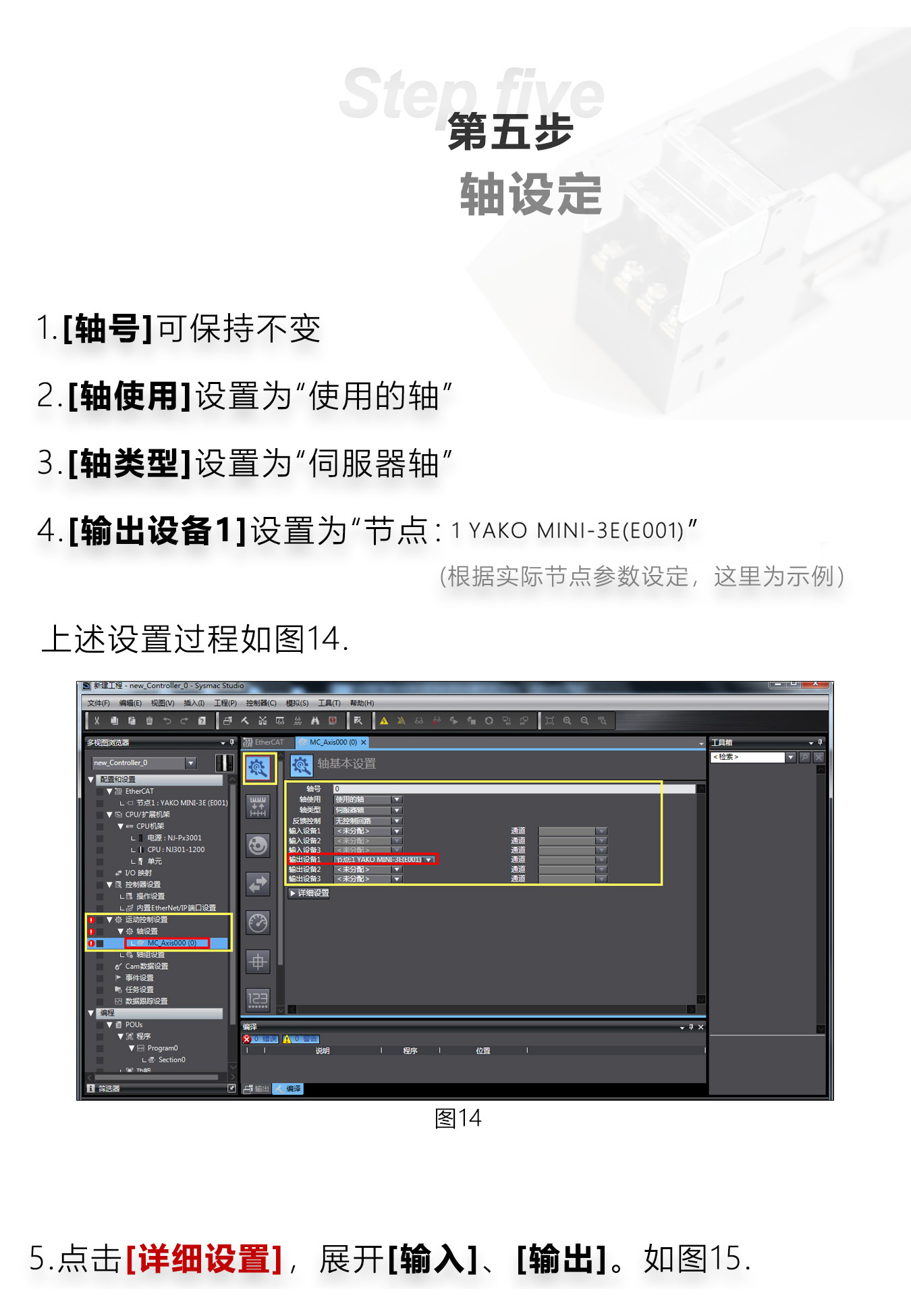 研控E总线驱动器与欧姆龙PLC主站连接